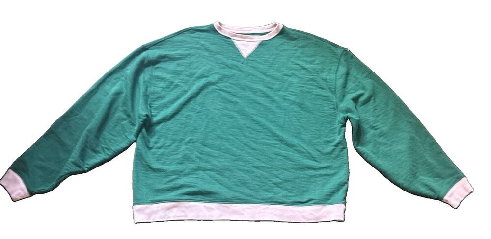 We The Free Sweatshirt Blue/Green Crewneck Oversized Relaxed Fit L Women’s